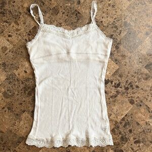 Justice White Lace Trim Tank Top